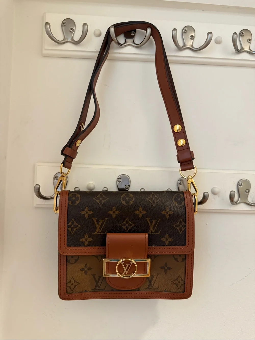 Louis Vuitton Brown Monogram Shoulder Bag with Tan Trim